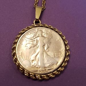 1934 Liberty walking half dollar necklace.